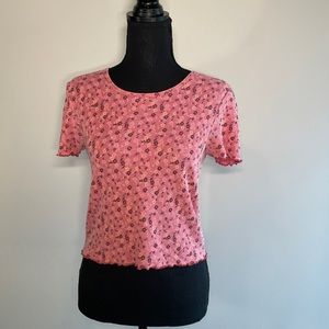 American Eagle T-shirt, size medium with pink and red flowers.